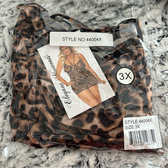 NWT Plus size leopard skin nightie and thong. Bra has underwire - Picture 2 of 3